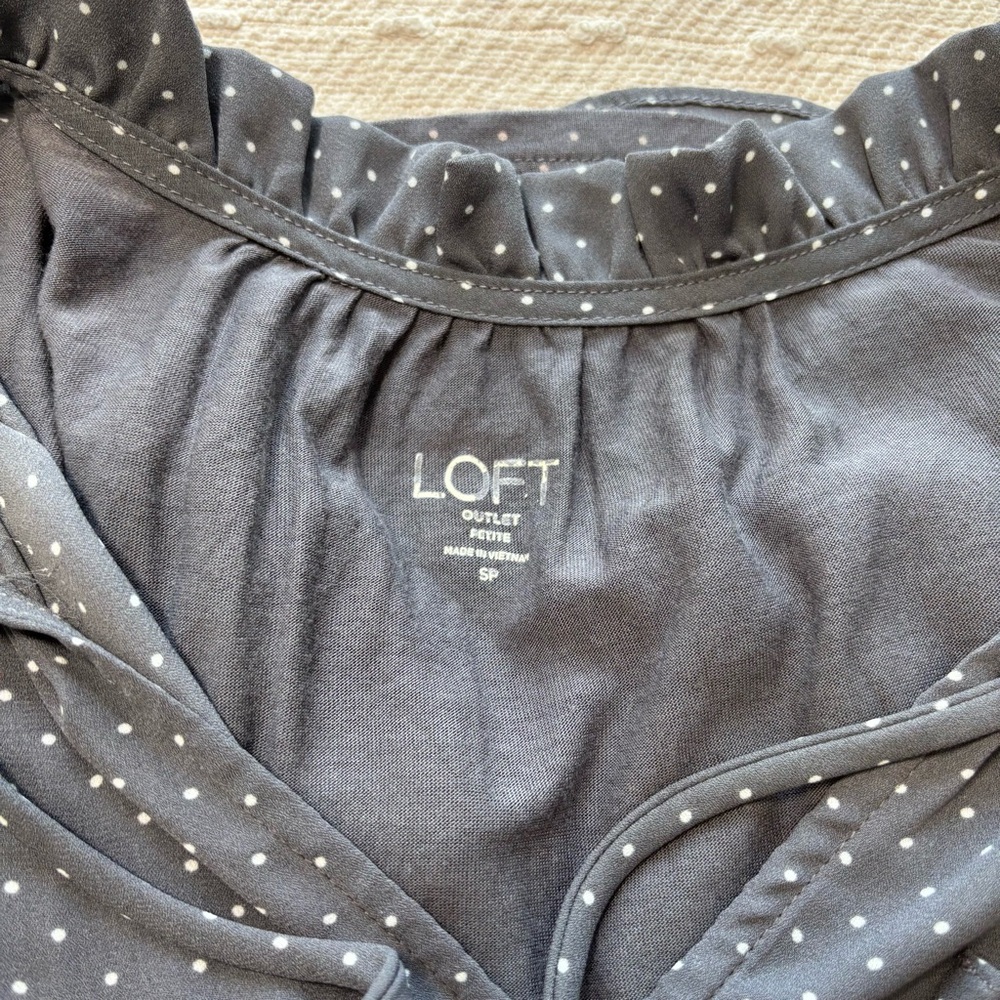 Loft Polka Dot Pullover Blouse, Gray, Lightweight… - image 8